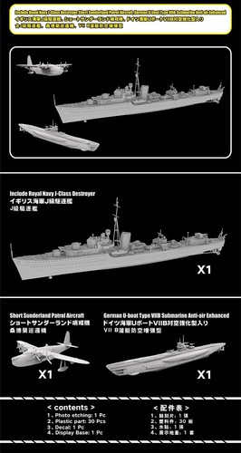 Flyhawk FH1120 Battle of the Atlantic Anti-Submarine Warfare Set I Plastic Model - Picture 4 of 6