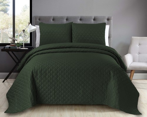 3 pc Satin Embossed Quilted Bed Throw Comforter Bedspread Double Super King Size - Picture 104 of 135