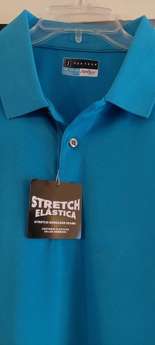 XXL Men PGA Tour Airflux Golf Polo Shirt Wicking Teal Blue Polyester new NWT - Picture 1 of 6