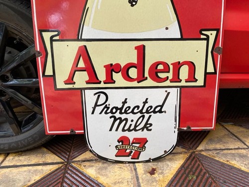 Vintage "Arden Protected Milk" Porcelain Enamel Sign 36" x 24" - Picture 4 of 5
