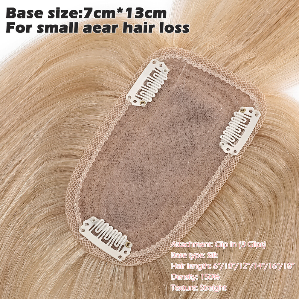 Topper Hairpiece Clip In Real 100% Human Hair Silk Base Toupee Natural Wig Women - Picture 102 of 124