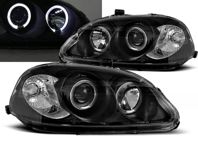 Phares avant Honda Civic 95-99 Angel eyes noirs pour vos sorties de nuit en ville