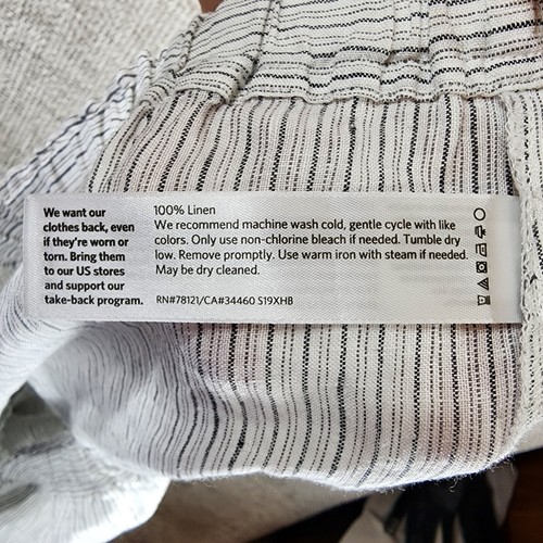 Eileen Fisher Linen Pants Womens 36x27 Black White Striped Wide Leg Cropped - Picture 13 of 13