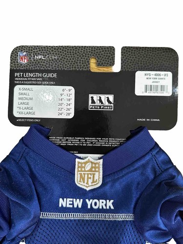 NFL Official Team Pet Wear Licensed New York Giants Dog Football Jersey Size XS - Picture 6 of 6