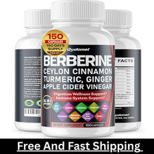 Premium Berberine with Ceylon Cinnamon 12,000mg 150 Caps Heart Health  Immune.