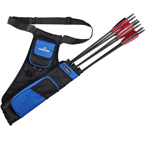 Archery 3-Tube Arrow Quiver Holder Back Waist Adjustable Strap Bag Pouch Hunting - Picture 3 of 16