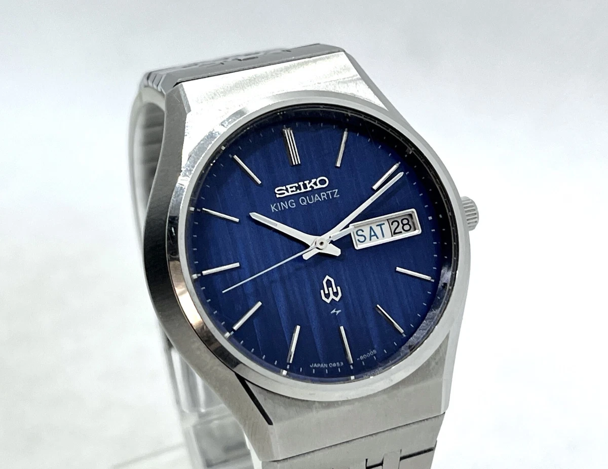 Auth Vintage SEIKO Grand Quartz Blue Textured Dial Men s Wristwatch 0853 8000 G