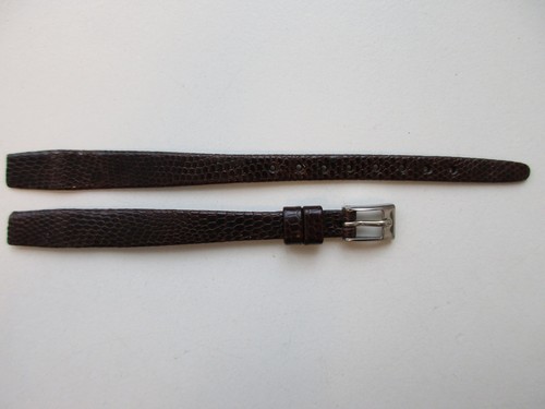 Hirsch brown genuine lizard "open end" 9 MM leather watch band strap - Picture 2 of 6
