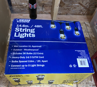 Feit Electric Commercial 48ft 11W Indoor Outdoor Weatherproof 24 String Lights