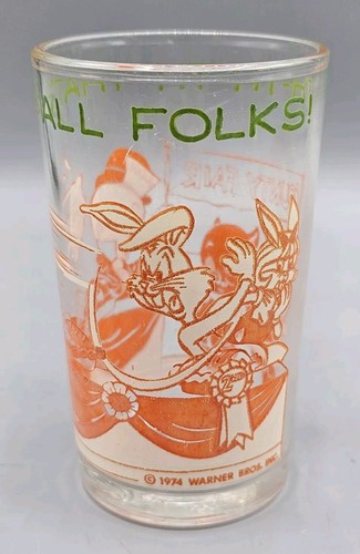 (4) VTG 1974 Looney Tunes 4" Glasses - Bugs Bunny, Yosemite, Elmer, Foghorn - Picture 4 of 16