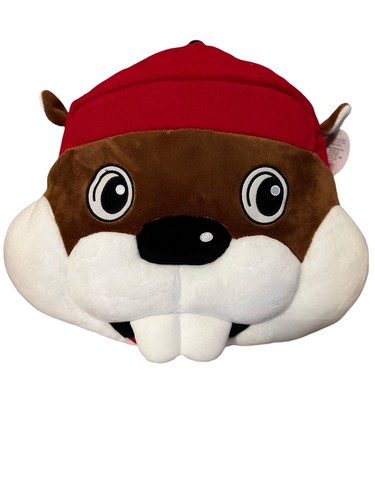 Almohada Cabeza de Castor Buc-ee's Marrón Blanco Rojo Nuevo con Etiquetas Peluche 16" Juguete Lovey Nuevo con Etiquetas - Imagen 2 de 6