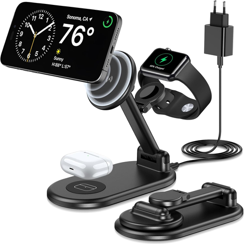 Cargador Inalámbrico Magnético 3 En 1 Para Iphone 15 14 13 12 Pro Max/Pro/Mini/P - Imagen 7 de 12