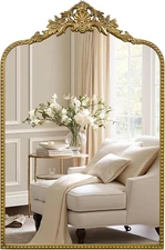 Vintage Baroque Mirror 24"X36",Arched Mantel Victorian Antique Farmhouse Mirror
