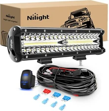 Nilight 12Inch 300W Triple Row Flood Spot Combo Driving Boat Led Off Road Lights