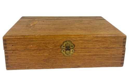 Apothekerbox Vintage Feile Holz Händler Schwalbenschwanz 5x8" Auge Ohr Krankenstation MAINE - Bild 3 von 15