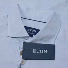 Eton NWT Casual Button Down Shirt Size 41 16 L Contemporary Fit in Blue