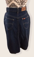 vtg lee hi rise Dark wash Knee Length denim skirt sz 7 26 W