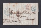 USA 1845 TRANSATLANTIC ‘PAID’ & '10’ SFL PHILADELPHIA TO COGNAC FRANCE W/CONTENT