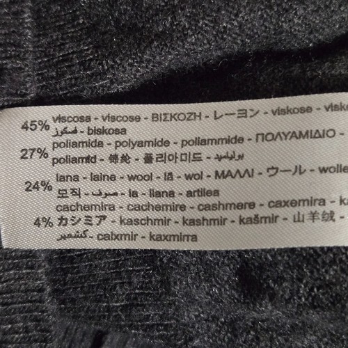 Zara V Neck Sweater Womens Medium Charcoal Gray Wool Cashmere Blend Cropped - Picture 8 of 9