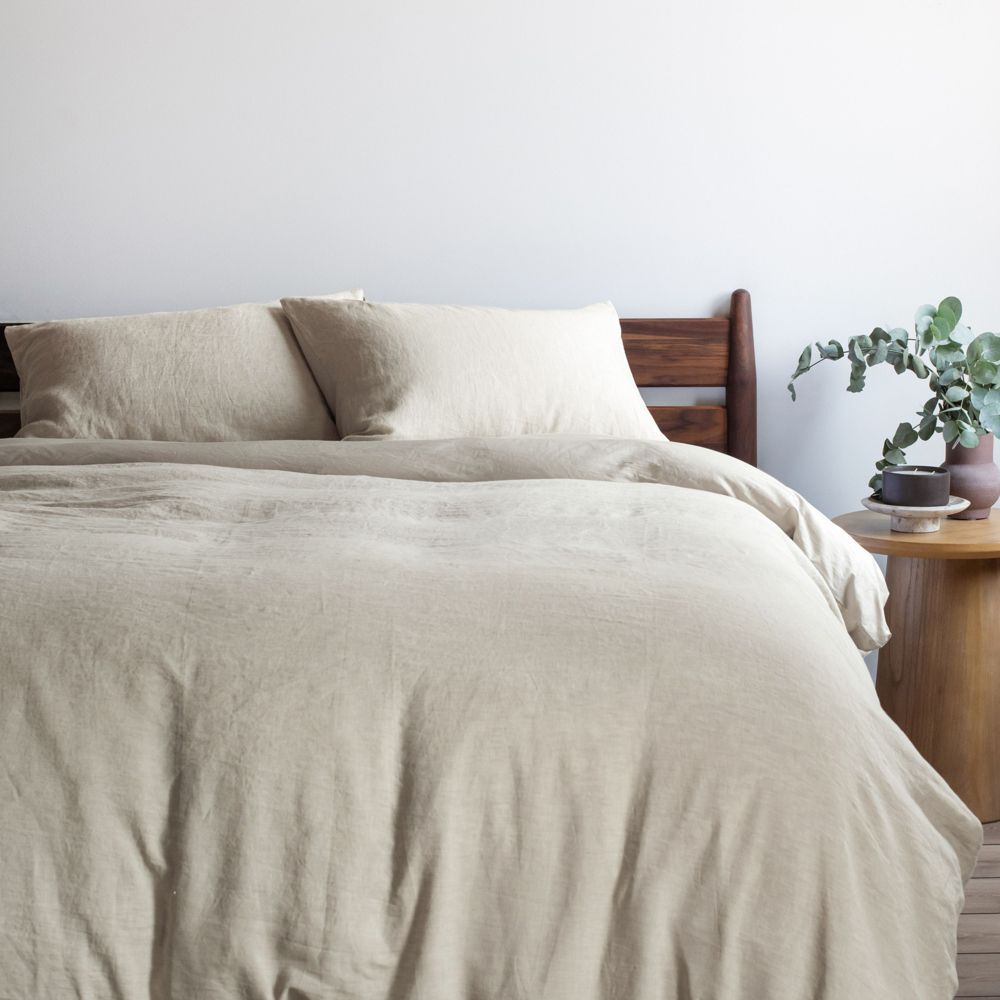 French Linen and Cotton Duvet Cover & Sham Set - King/Cal King - Putty Heather