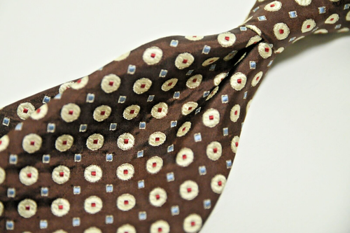 Formal Trad * POLO RALPH LAUREN * 4" Wide Brown Neat Geometric Woven Silk Tie - Picture 3 of 6