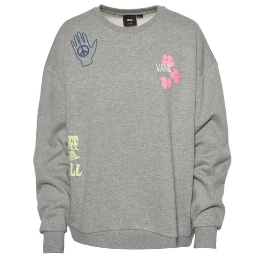 Vans Women's Mascy Daze Gray Oversized Fleece Crew Pullover