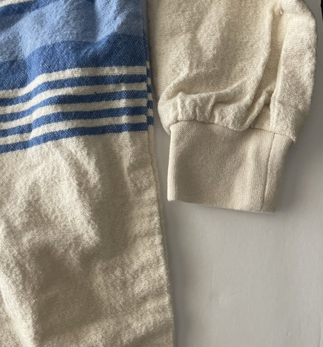 Nights in White Flannel Baby Romper 17-24 lb Ivory Blue Stripes Zip Canada Rare - Picture 7 of 7