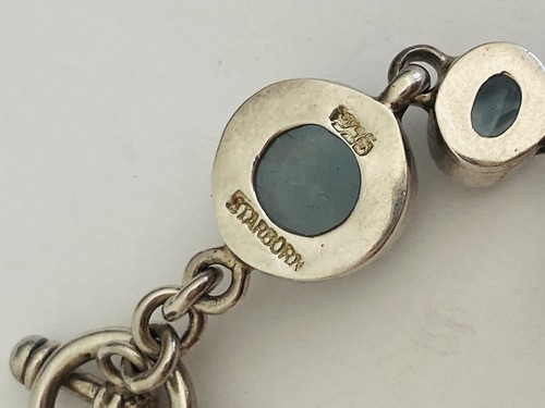 Starborn Sterlingsilber Mabe Perle Blautopas Aqua Chalzedon Gliederarmband - Bild 11 von 24
