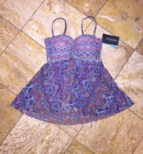 Profile by Gottex Marimba Flyaway Bandeau Tankini Swimsuit Top Womens Nwt - Picture 2 of 12