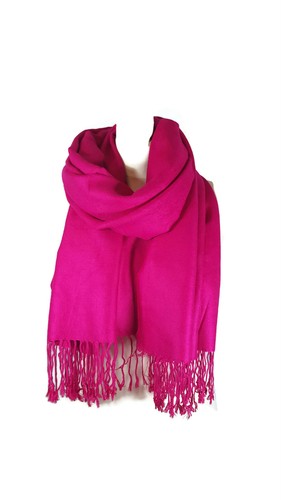 Luxury Women's Cashmere Feel Shawl Scarf Wrap Blanket Pashmina Style-Cerise - Picture 3 of 3