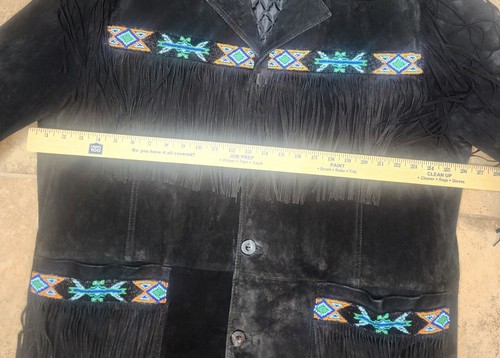 Giacca di pelle Cripple Creek nera con nappa e frange e perline XL - Foto 7 di 13