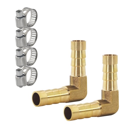 90 Degree Brass Right Angle Elbow Barb Fuel Hose Connector L Joiner Fitting Pipe - Picture 9 of 16