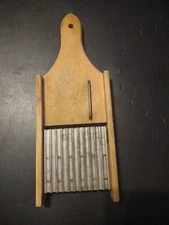 vintage primitive cabbage cutter wood/metal serrated bladed