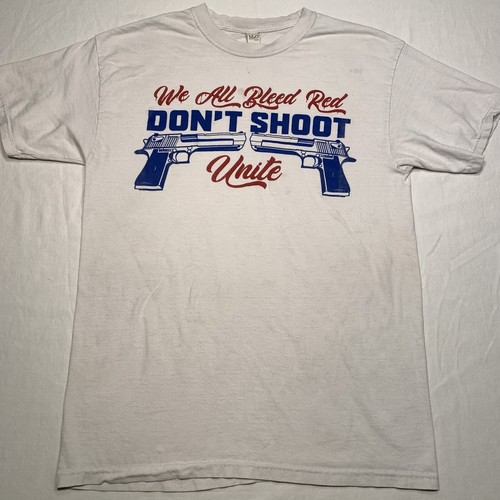 Anti-Gun Violence Graphic Print Shirt Mens Medium White Pistols Gun 9mm Tee