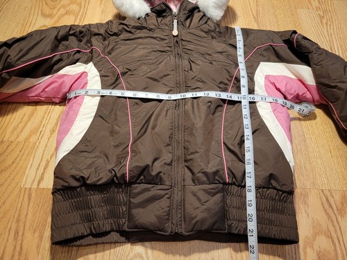 Columbia Girls Coat Size: 14/16 Winter Kids Full Zip Hooded CUTE Faux Fur - Picture 4 of 12