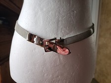 Women's Metal Mesh Belt Silver Tone Beautiful Buckle Small