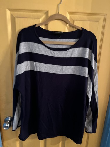 Top de mujer Lane Bryant manga larga talla grande 18/20 azul marino #02