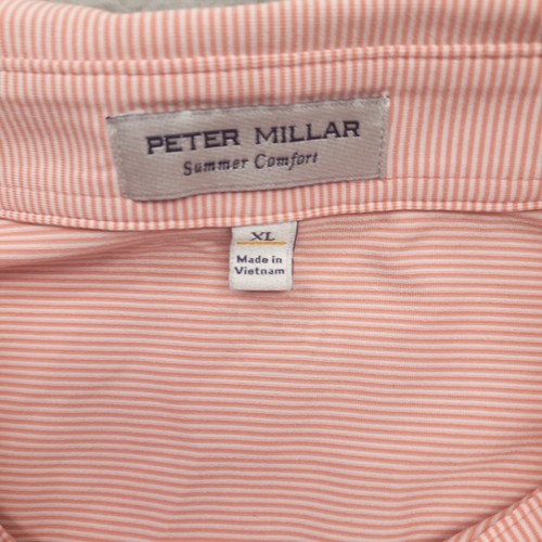 Peter Millar Summer Comfort Herren XL Poloshirt rosa weiß gestreift Golf CR Schläger - Bild 5 von 8