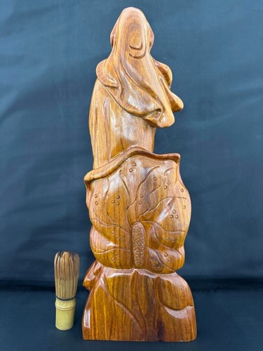 Large Hand-Carved Rosewood Kannon Bodhisattva Statue – Buddhist Art, Feng Shui - Picture 15 of 20