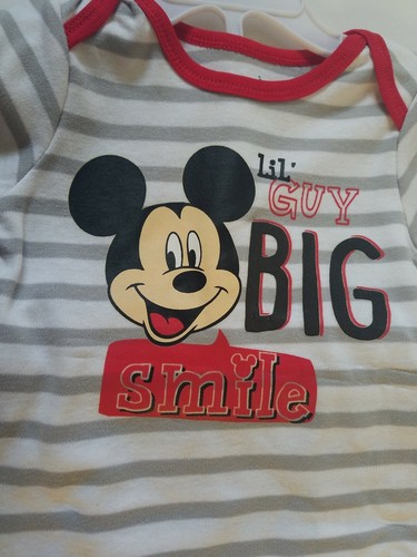 Mickey Mouse Themed 2-Pc Creeper/Diaper Cover "Lil Guy, Big Smile" (6-9M) NEW - Picture 2 of 5