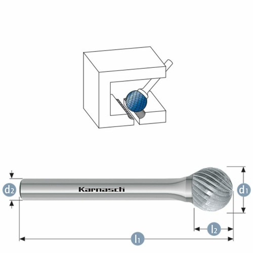 Frässtift Kugel Fräser Karnasch Kugelform HM für Edelstahl Kupfer Ø2-25mm HP1-11 - Bild 10 von 19