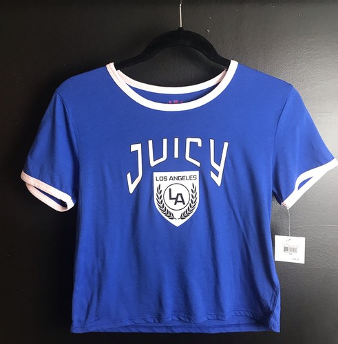 NEW Girls JUICY COUTURE LA Crest Logo Tee T-Shirt Blue Pink Black Kids Sz 10 NWT - Picture 1 of 10