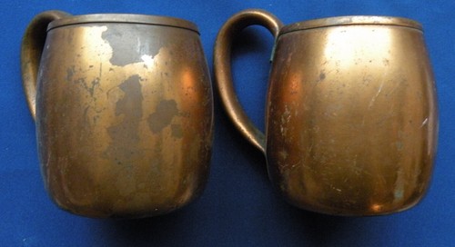 2 Copper Mugs West Bend Aluminum Co Solid Copper Metal Mugs 3.5 inches - Picture 1 of 6