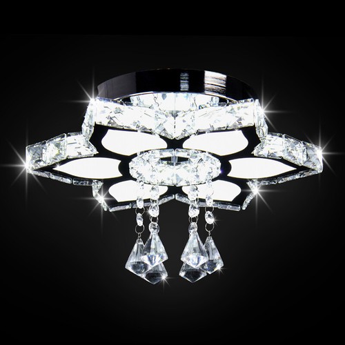 Modern Crystal Chandelier LED Flower Ceiling Light Fixture for Bedroom Hallway - Picture 25 of 36