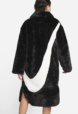 NIKEナイキ NSWフェイクファーコート DQ6839-010　レディースM黒 中古・古着通販】NIKE (ナイキ) フェイクファージャケット