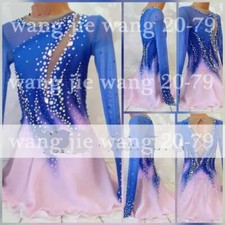 New Ice Figure Skating Dress Figure Skating Dress For Competition blue dyeing