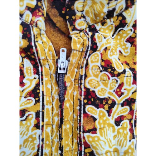 Ibu Bintang Vintage Años 70 Indonesia Batik Algodón Fuego Camisa Larga Túnica Roja XS - Imagen 11 de 13