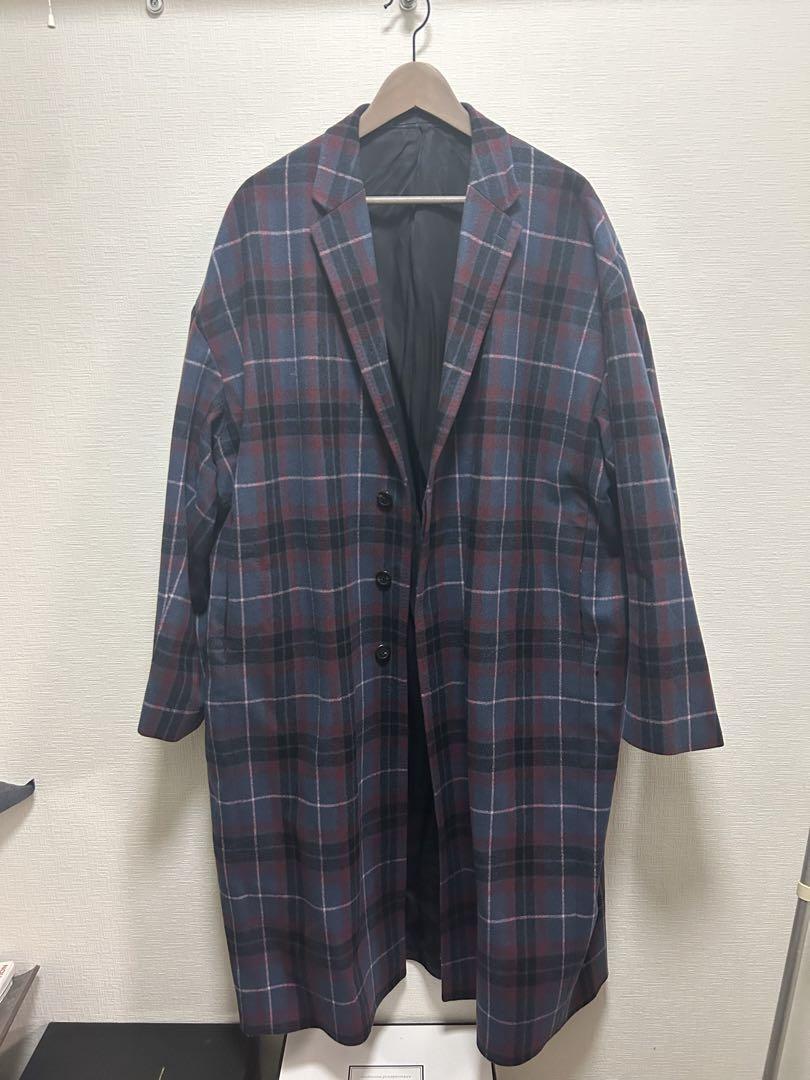 Lad Musician Big Chester Coat Size 46L Navy Red Checkered Lad Musician Big Chester Coat Size 46L Navy Red Checkered