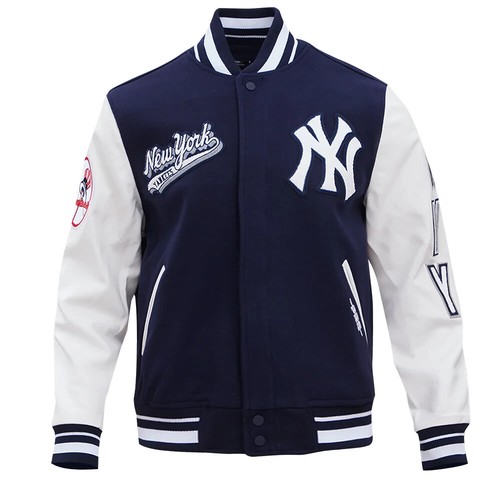 Chaqueta universitaria Pro Standard - New York Yankees Script Tail de lana acanalada para hombre - Imagen 1 de 15