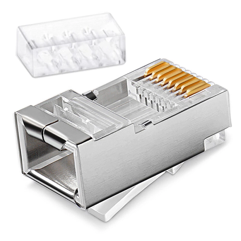 100 pcs RJ45 CAT6 Shielded w Load Bar Insert Modular LAN Network Connector Cable - Image 2 of 4